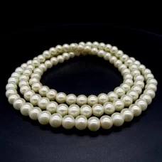 Glass pearl beads, glossy round, color: Ivory, diameter: 8mm, thread about 114pcs(+-), length 80-81cm(+-)