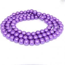 Glass pearl effect beads, glossy round, color: Amethyst, diameter: 10mm, thread about 90pcs(+-), length 80-81cm(+-)