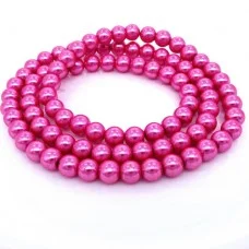 Glass pearl effect beads, glossy round, color: Purple, diameter: 10mm, thread about 90pcs(+-), length 80-81cm(+-)
