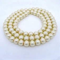 Glass pearl beads, glossy round, color: Ivory, diameter: 10mm, thread about 90pcs(+-), length 80-81cm(+-)