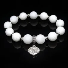 Bracelet made of natural stone White jade