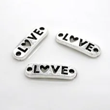 Фурнітура конектор "LOVE" колір металу "античне срібло" фасування: 10шт.