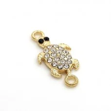 Accessories connector "Turtle" metal color: gold, rhinestone color: crystal