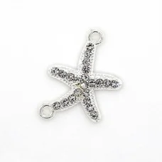 Accessories connector "Starfish" metal color: silver, rhinestone color: crystal