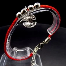 Bracelet red thread amulet against the evil eye with a pendant * Shell * metal color: silver, eco-silk thread with carabiner, length: 18cm + 4cm