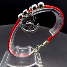 Bracelet red thread amulet against the evil eye with a pendant *Anchor* metal color: silver, eco-silk thread with carabiner, length: 18cm + 4cm