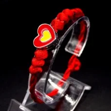 Bracelet red thread amulet against evil eye with pendant *Heart* metal color: silver, size: universal 12-17cm