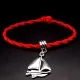 Bracelet red thread amulet against the evil eye with a pendant *sailboat* metal color: silver, size: universal 12-19cm