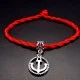 Bracelet red thread amulet against the evil eye with a pendant *Anchor* metal color: silver, size: universal 12-19cm