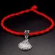 Bracelet red thread amulet against the evil eye with a pendant *shell scallop* metal color: silver, size: universal 12-19cm