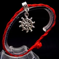 Bracelet red thread amulet against the evil eye with a pendant with rhinestones *Elephant* metal color: silver, size: universal 12-19cm