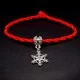 Bracelet red thread amulet against the evil eye with a pendant with rhinestones *Snowflake* metal color: silver, size: universal 12-19cm