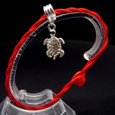 Bracelet red thread amulet against the evil eye with a pendant with rhinestones *Turtle* metal color: silver, size: universal 12-19cm