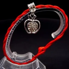 Bracelet red thread amulet against the evil eye with a pendant with rhinestones *Apple* metal color: silver, size: universal 12-19cm