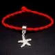 Bracelet red thread amulet against the evil eye with a pendant with rhinestones *Sea star* metal color: silver, size: universal 12-19cm