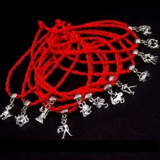 Bracelet red thread amulet against the evil eye with a pendant with rhinestones *Zodiac sign* metal color: silver, size: universal 12-19cm