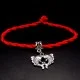 Bracelet red thread amulet against the evil eye with a pendant *fish heart* metal color: silver, size: universal 12-19cm