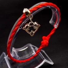 Bracelet red thread amulet against the evil eye with a pendant *Two Dolphins* plastic color: gold, size: universal 12-19cm