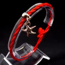 Bracelet red thread amulet against the evil eye with a pendant *starfish* plastic color: gold, size: universal 12-19cm