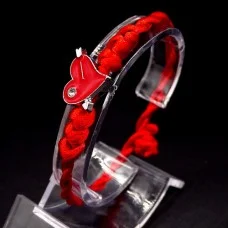 Bracelet red thread amulet against evil eye with pendant *Heart* metal color: silver, size: universal 12-17cm