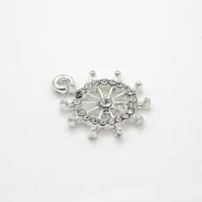 Metal pendant "Helm" metal color: silver, rhinestone color: crystal