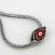 Metal bead "Charm" Color: Antique silver with red eye, Size: 15x10x10mm, Hole 5mm