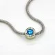 Euro Bead Charms Alloy + Rhinestones, Colour: Antique Silver, Rhinestone Color: Blue, Size: 11x7mm, Hole: 4mm