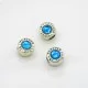 Euro Bead Charms Alloy + Rhinestones, Colour: Antique Silver, Rhinestone Color: Blue, Size: 11x7mm, Hole: 4mm