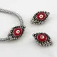 Metal bead "Charm" Color: Antique silver with red eye, Size: 15x10x10mm, Hole 5mm