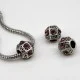Euro Bead Charms Alloy + Rhinestones, Barrel, Color: Antique Silver, Rhinestone Color: Lilac, Size: 11x9mm, Hole: 5mm