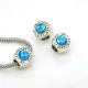 Euro Bead Charms Alloy + Rhinestones, Colour: Antique Silver, Rhinestone Color: Blue, Size: 11x7mm, Hole: 4mm