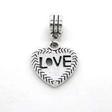 Metal bead charm "Heart Love"