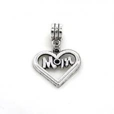 Metal bead charm "Heart Mom"