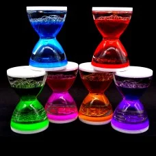Hourglass antistress oil inside colored gel. Size: height-7cm, width-4.5cm