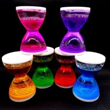 Hourglass antistress oil inside colored gel. Size: height-8cm, width-5.5cm