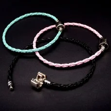 The basis for the charm bracelet with a round lock eco leather